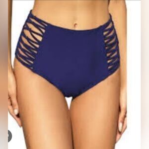 Unbranded Women's Blue Bikini Bottoms Strappy Peek-a-boo Sides, 18W